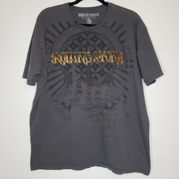 Unisex Rolling Stone Collection Gray Spell Out Rolling Stone Band Tee XL - Picture 1 of 4